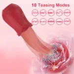 10 Speeds Rose Sex Toy for Women Realistic Licking Tongue -Vaginal & Anal Play- Clitoral & G Spot - Image 3