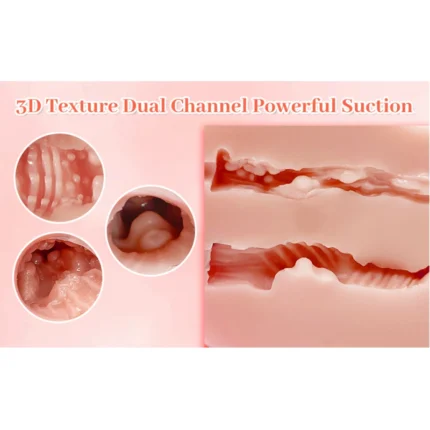 Dual-channel pocket pussy with vagina and anal internal textures