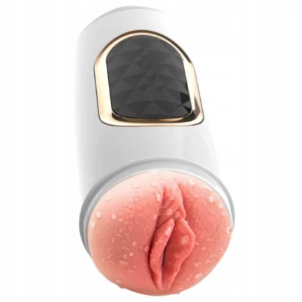 Realistic Dual Mouth Vibrating Male Masturbator Cup USB Rechargeable