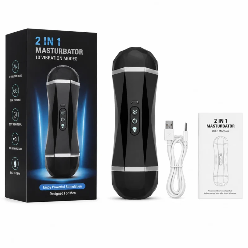 Automatic male masturbator with cable and user manual