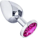 Stainless Steel Anal Plug With Pink Crystal Base