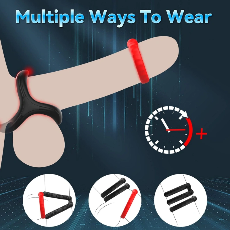 Multiple ways to wear 10 PCS silicone cock ring set
