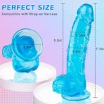 7 Inch Realistic Blue Dildo With Strong Suction Cup - Image 2