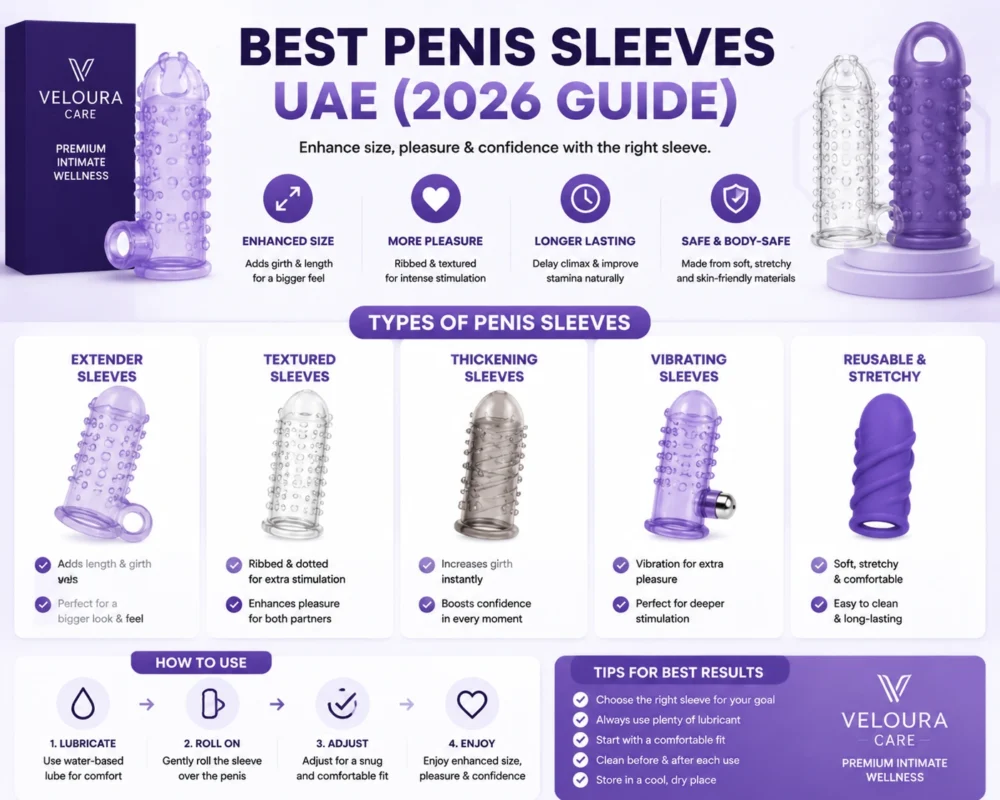Best Penis Sleeves UAE guide showing male enhancement sleeves and intimacy wellness products in UAE