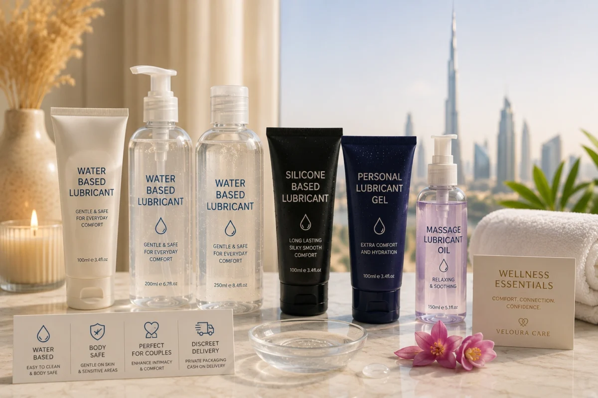 Lubricants in Dubai featuring water-based wellness products and intimate care essentials