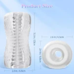 Size guide of transparent textured male masturbator sleeve
