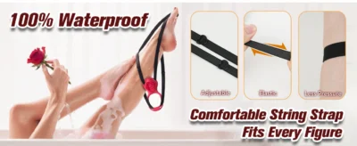 Waterproof wearable rose clitoral vibrator with adjustable strap
