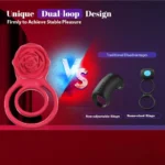 Rose Vibrating Cock Ring with Clitoral Stimulator | USB Rechargeable Couples Vibrator - Image 4