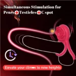 Rose Vibrating Cock Ring with Clitoral Stimulator | USB Rechargeable Couples Vibrator - Image 2