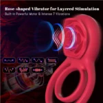 Rechargeable rose vibrating cock ring with multiple vibration modes