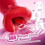 Women’s vibrator with 360-degree rotating tongue licking stimulation