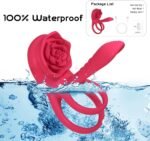 Waterproof vibrating cock ring with rose clitoral stimulator