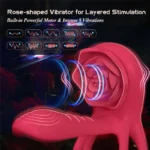 APP Controlled Vibrating Cock Ring with Rose Clitoral Stimulator - Image 4