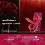 APP Controlled Vibrating Cock Ring with Rose Clitoral Stimulator - Image 5