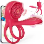 APP controlled vibrating cock ring UAE with rose clitoral stimulator