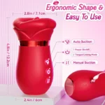 Ergonomic handheld women’s vibrator with product dimensions
