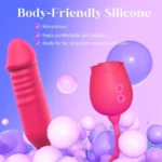 Soft silicone rose vibrator for women with triple stimulation design